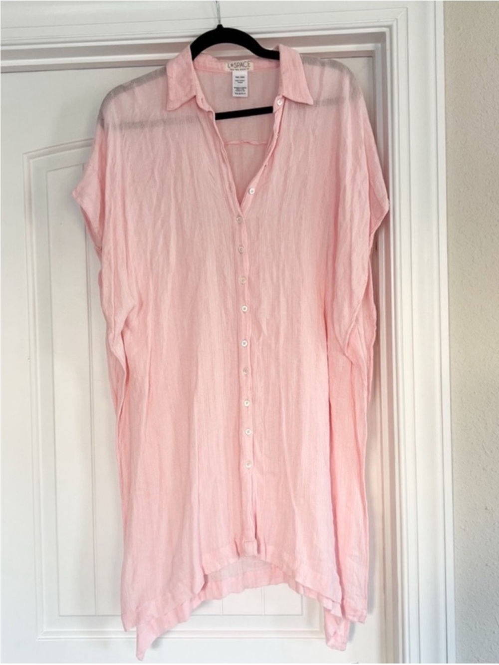 L*space pink Button-Up swimsuit cover up shirt dress oversized loose comfy dress